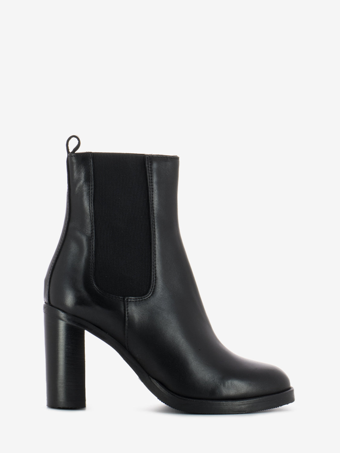 Ankle boots with elastic sides in black leather