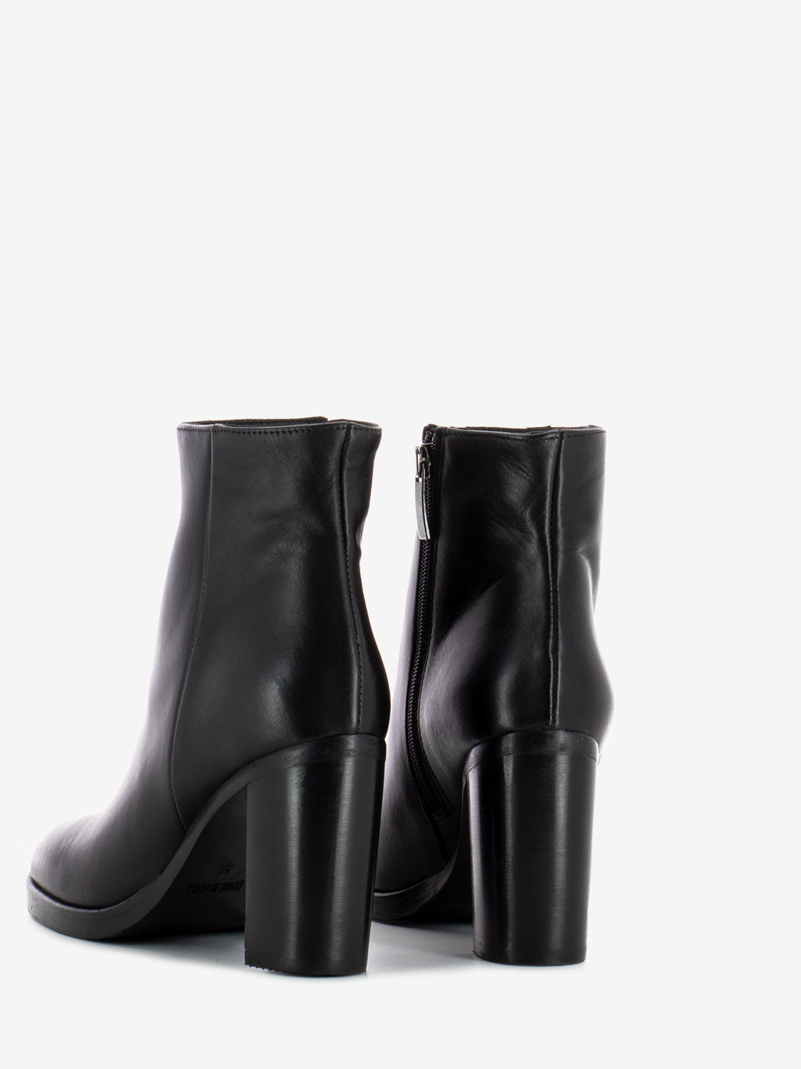 Black leather ankle boots with zip