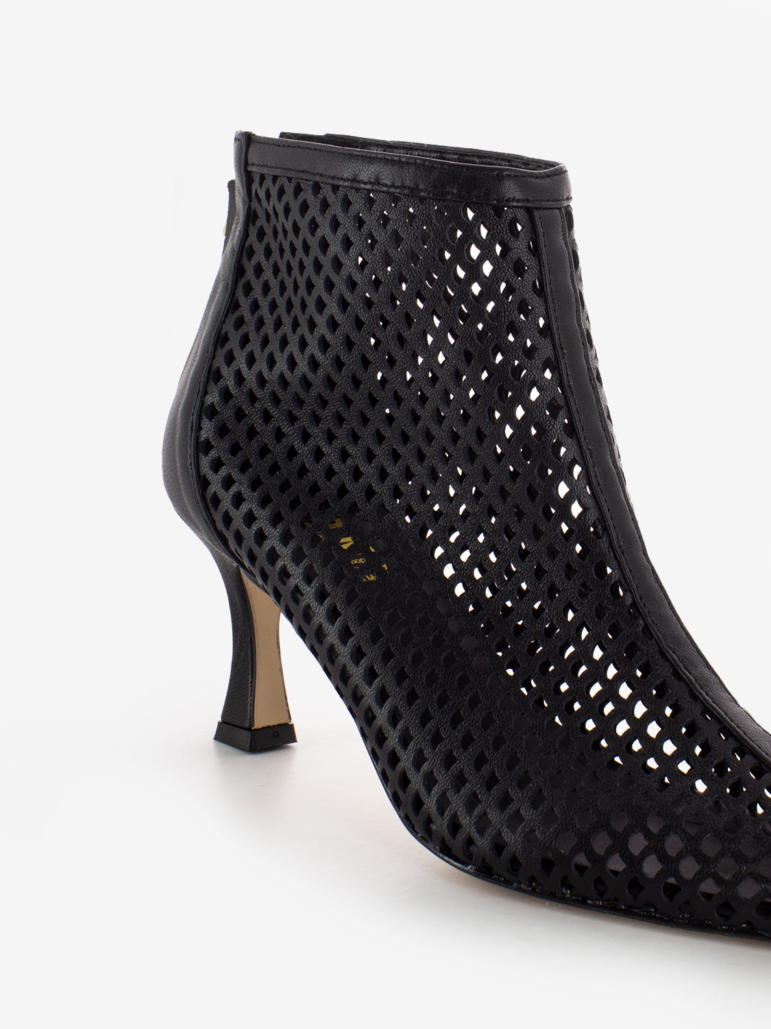 Black perforated pointed ankle boot
