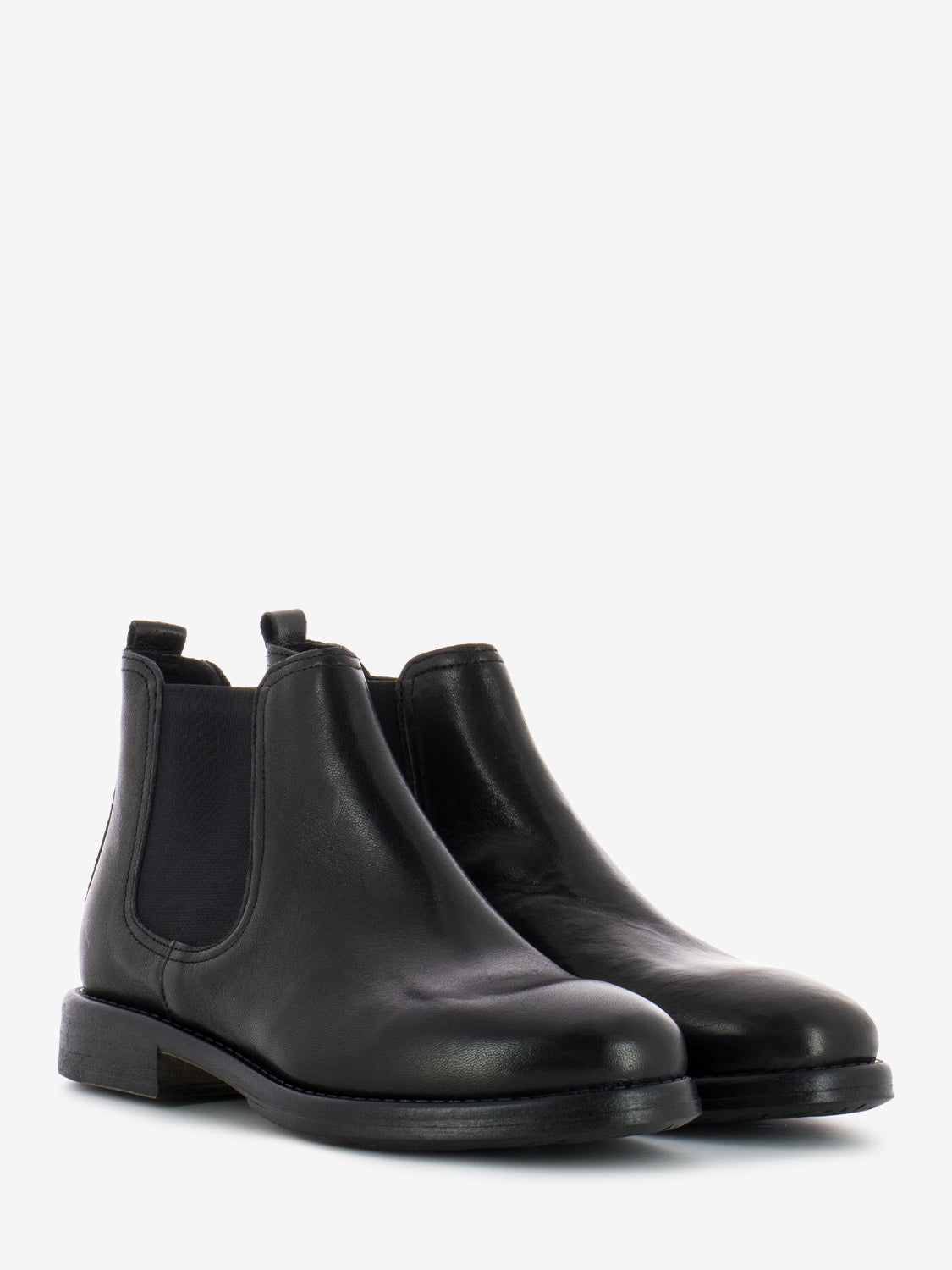 Black leather elastic ankle boot