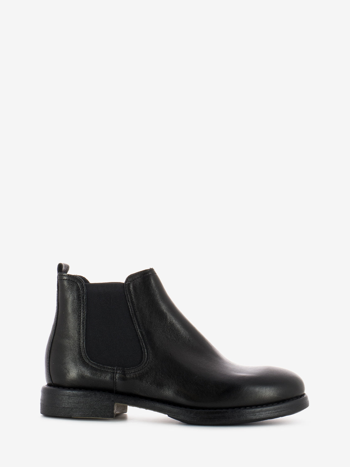 Black leather elastic ankle boot