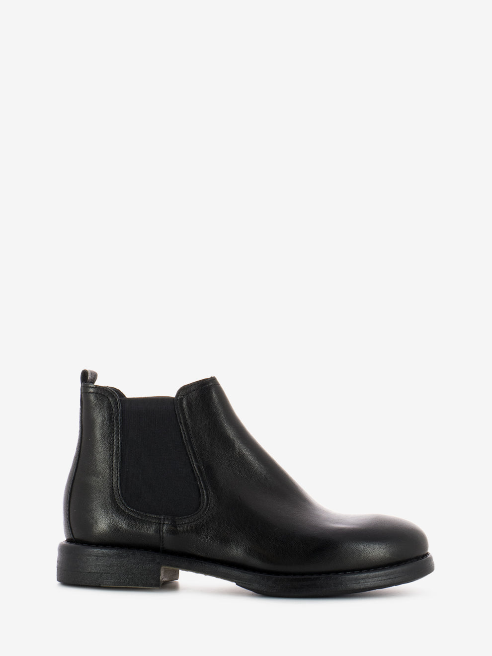 Black leather elastic ankle boot