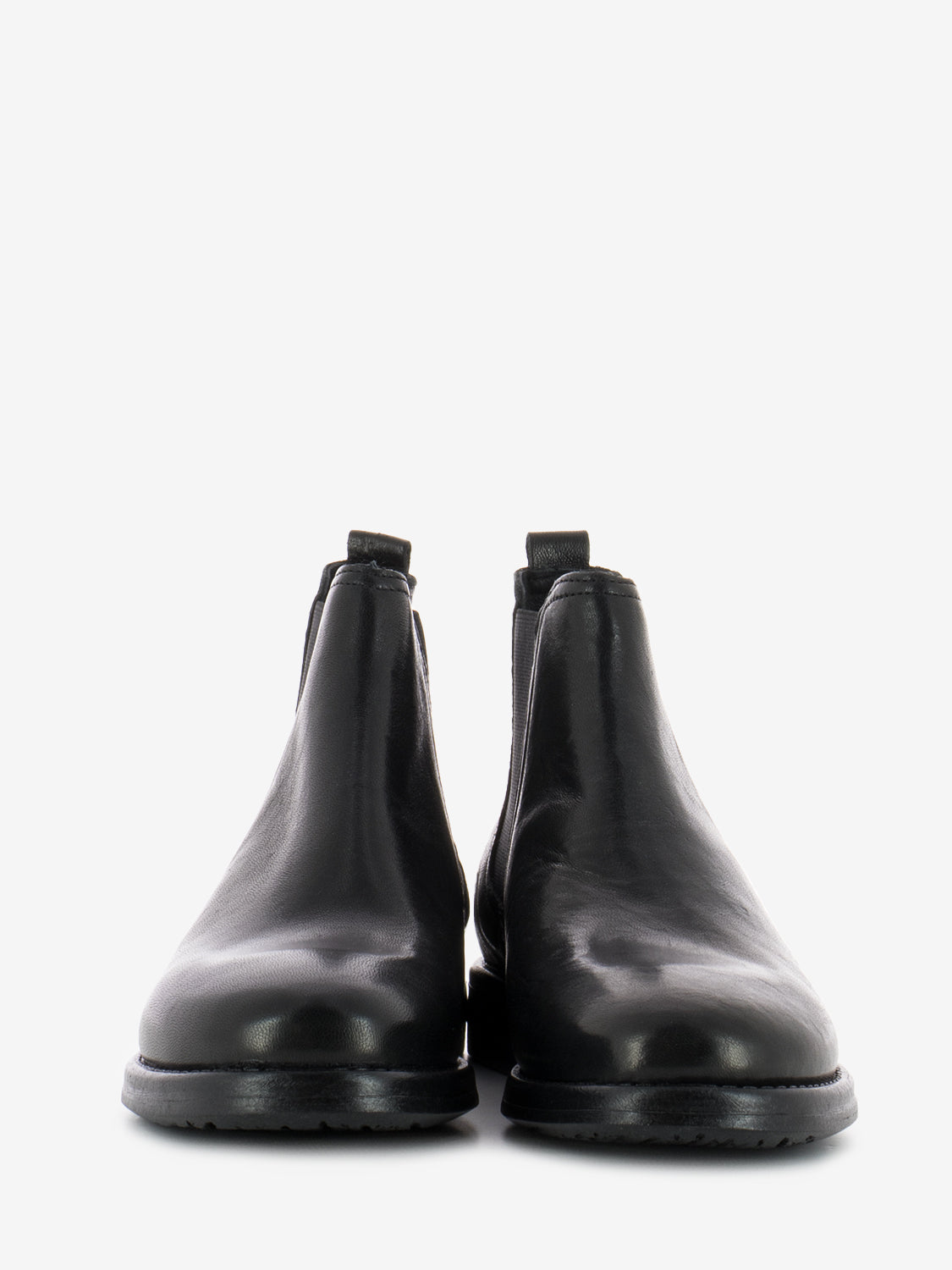 Black leather elastic ankle boot