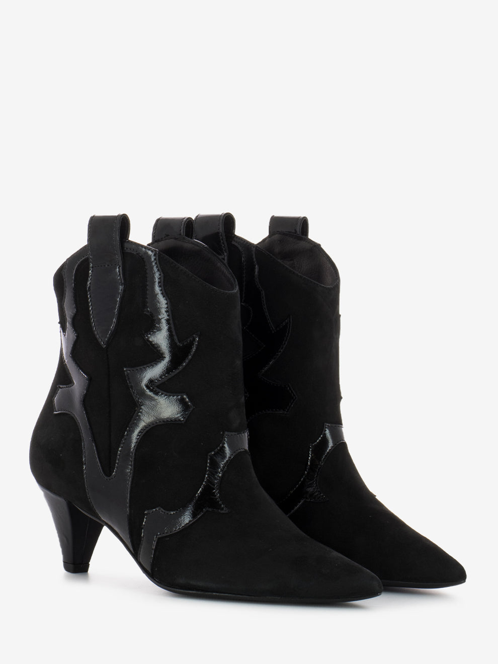 Black Bouganville Suede Ankle Boots