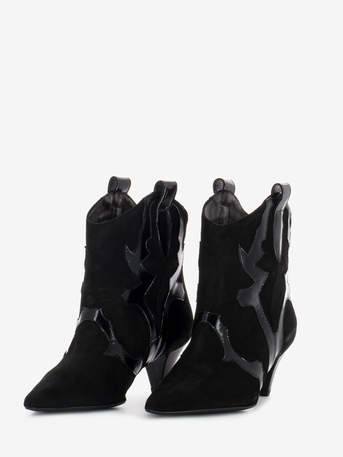 Black Bouganville Suede Ankle Boots