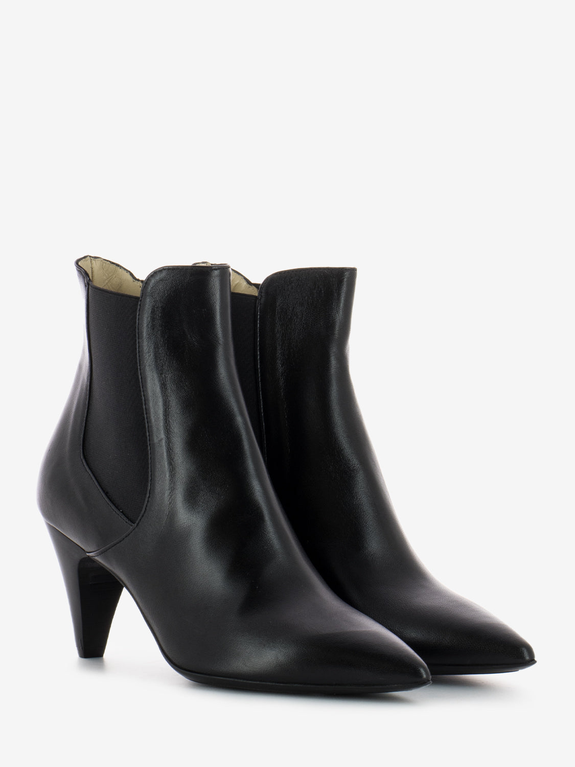 Black cone heel ankle boot