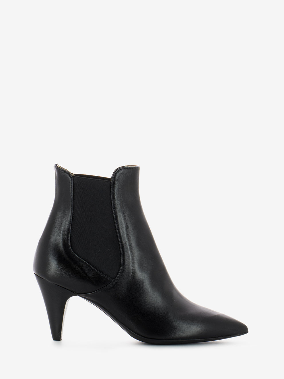 Black cone heel ankle boot