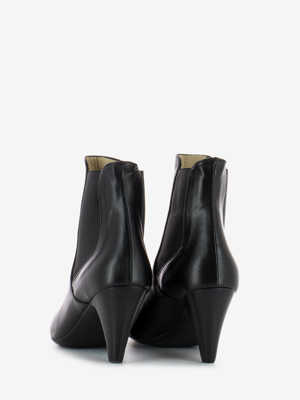 Black cone heel ankle boot