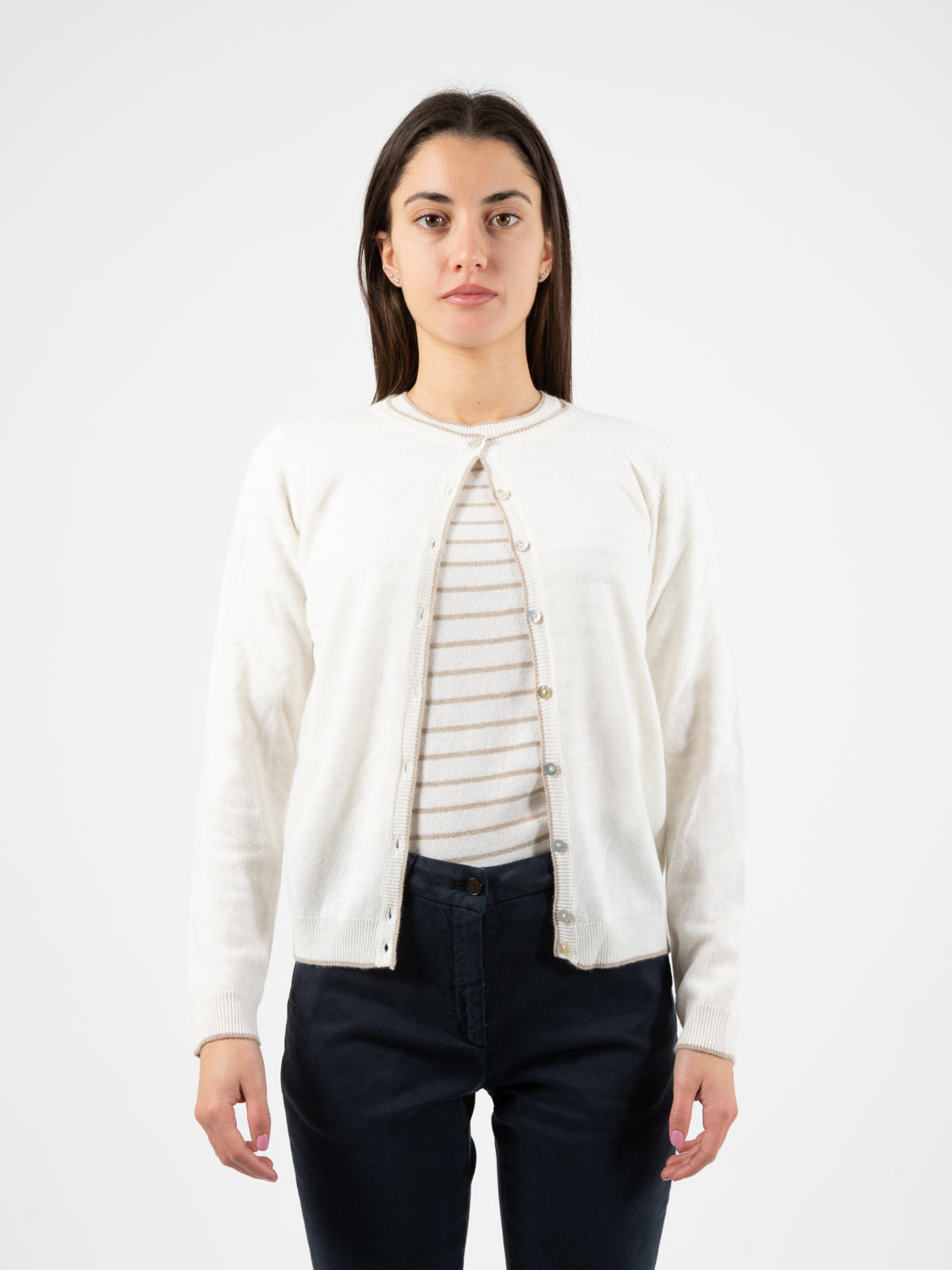 Cream / beige knitted twin set