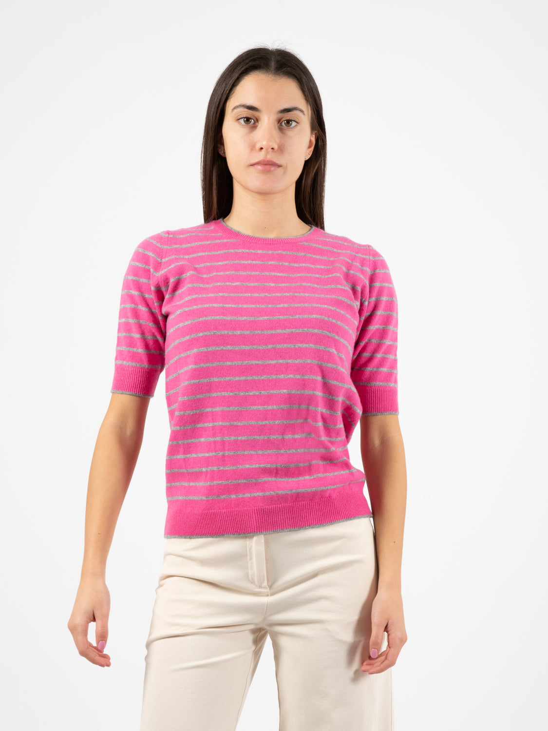 Twin set in maglia rosa / grigio