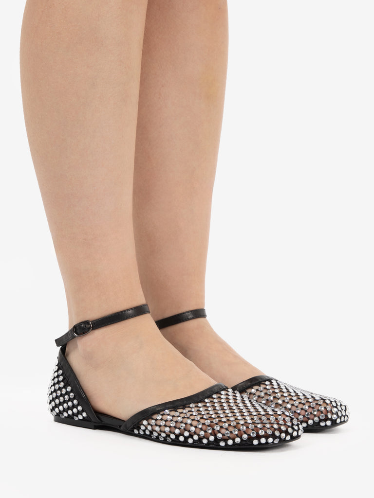 STRATEGIA - Ballerina in rete con strass nero