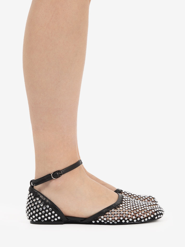 STRATEGIA - Ballerina in rete con strass nero