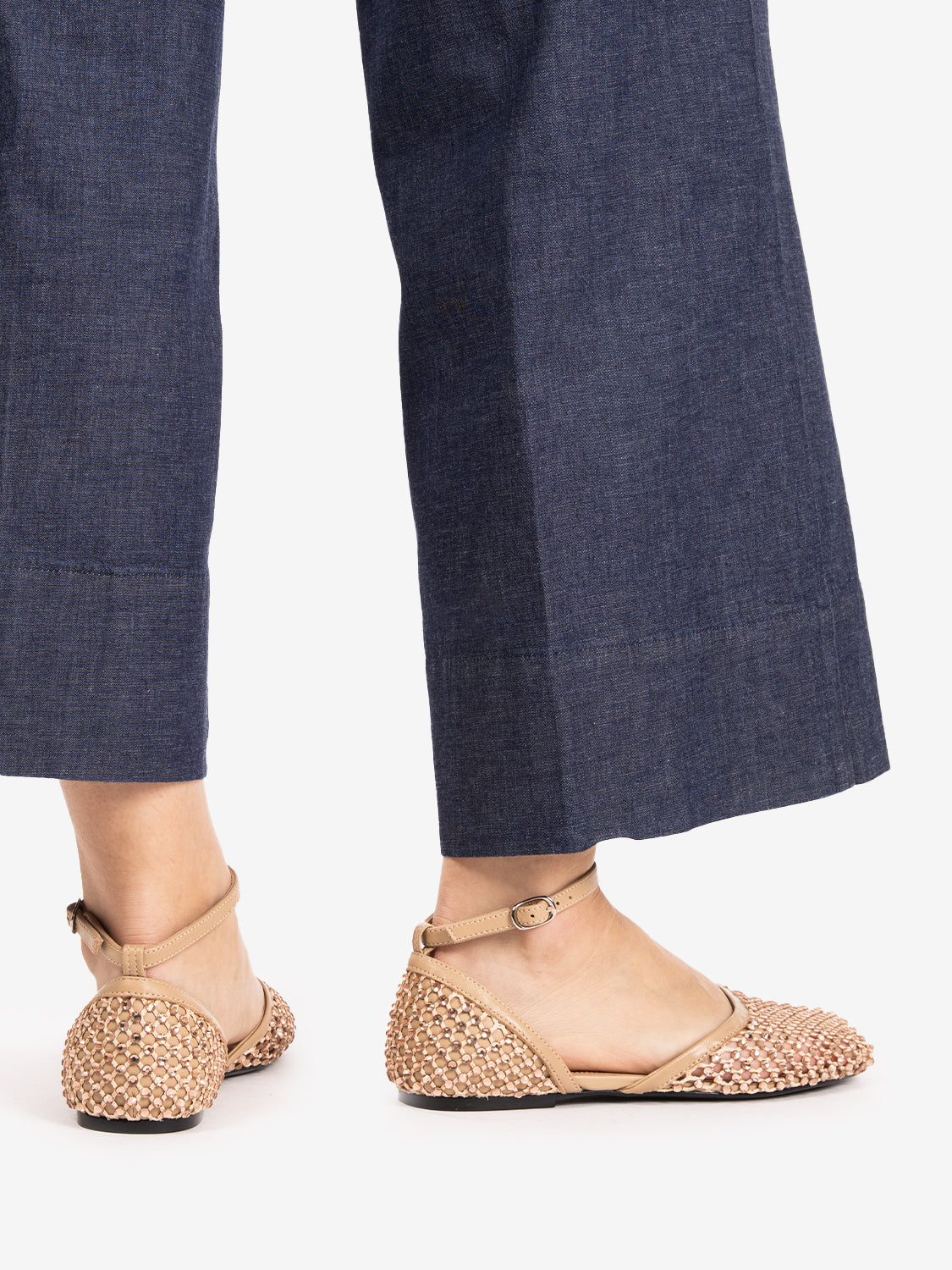 Ballerina in rete con strass sand