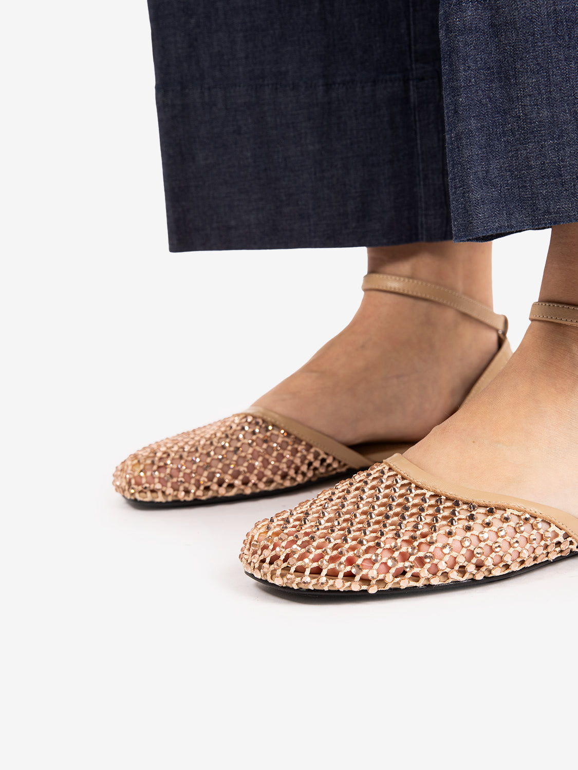Ballerina in rete con strass sand