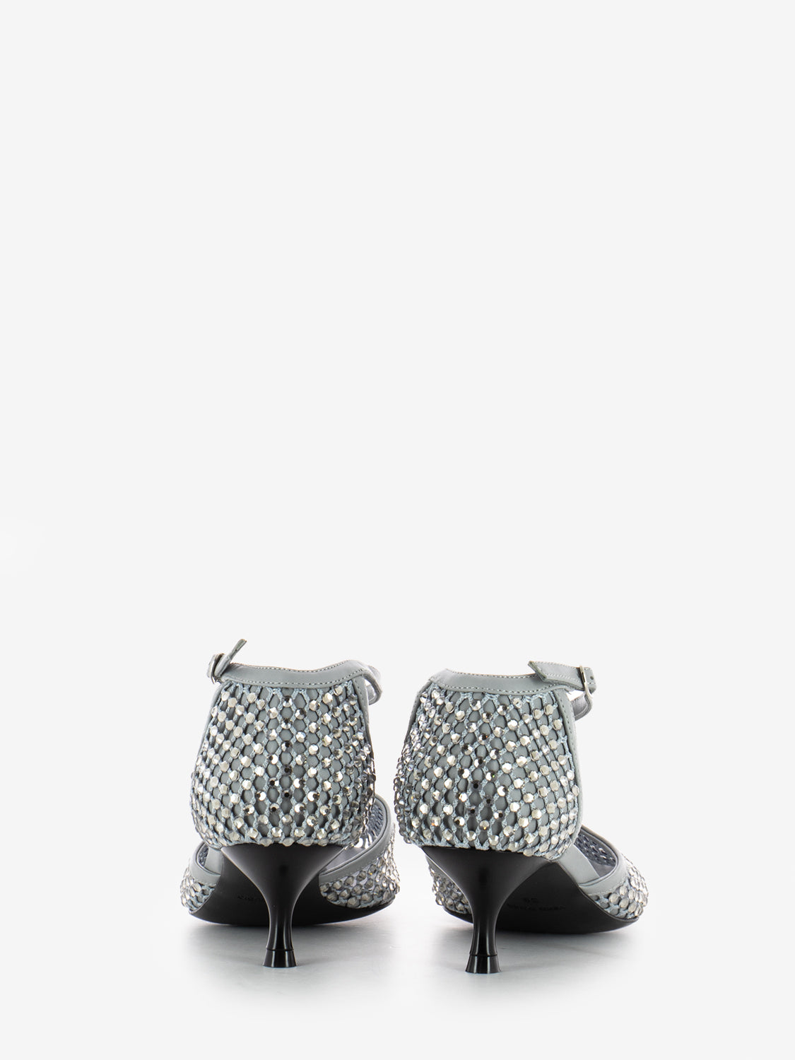 Scarpa con tacco strass all-over grigio