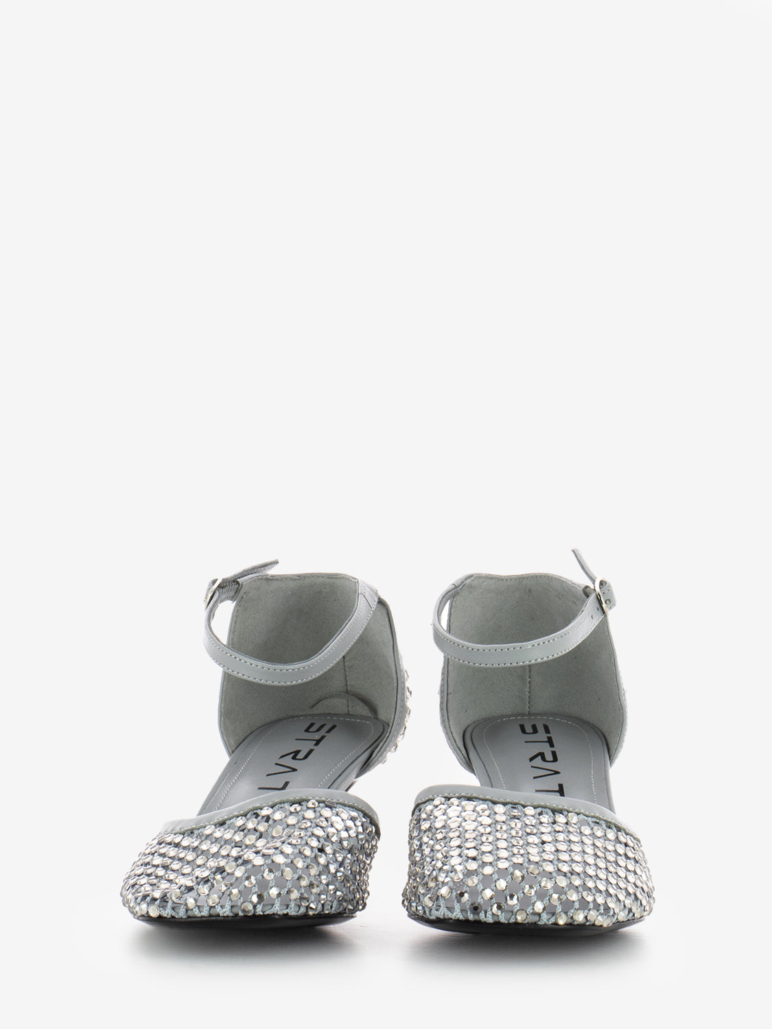 Scarpa con tacco strass all-over grigio