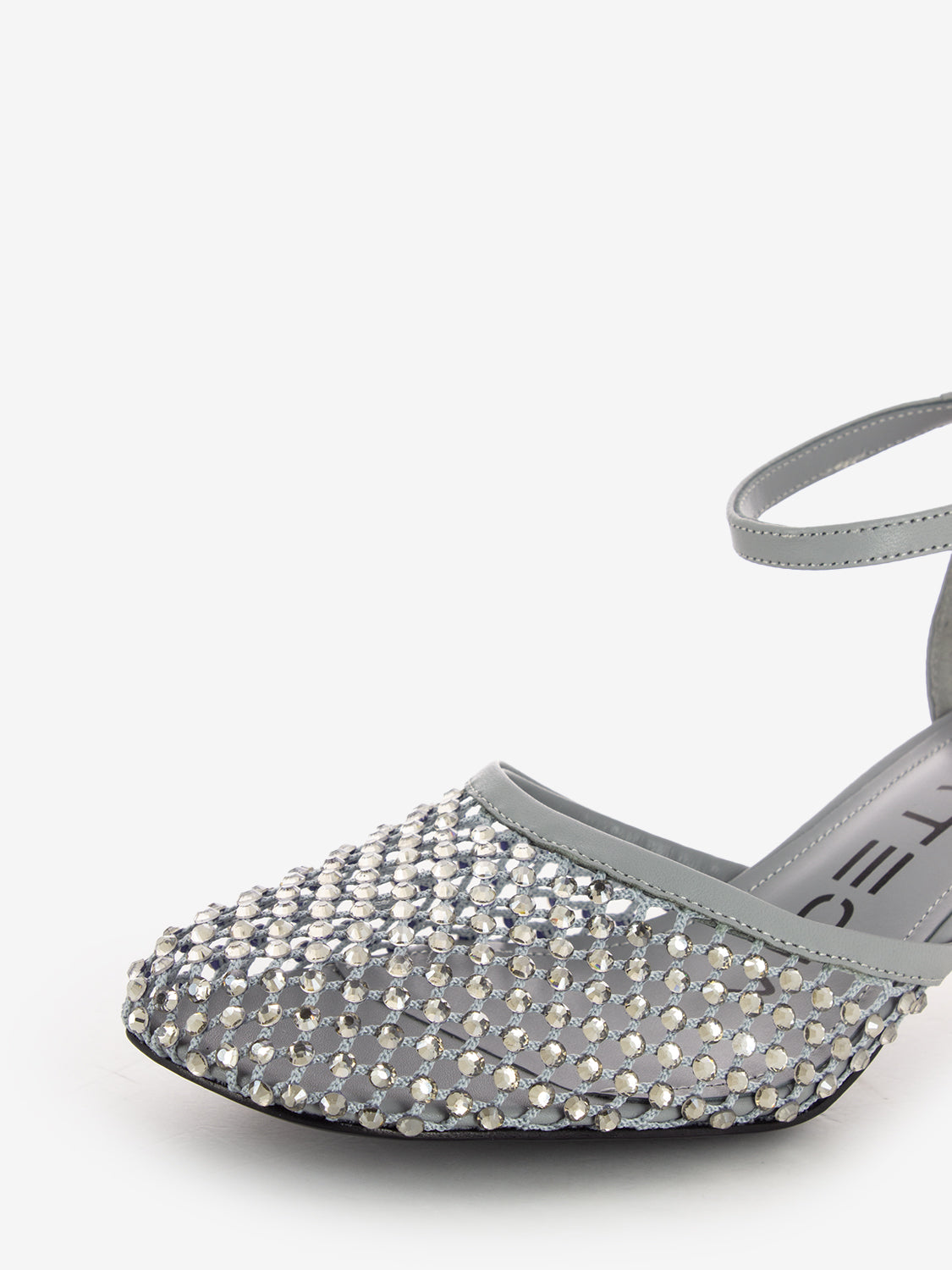 Scarpa con tacco strass all-over grigio