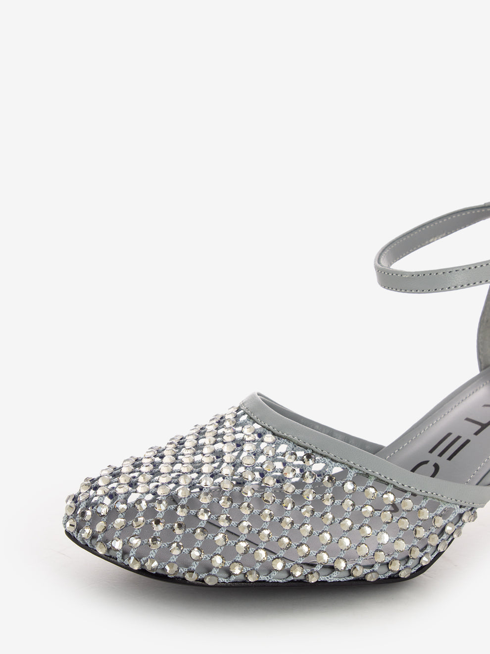 Scarpa con tacco strass all-over grigio