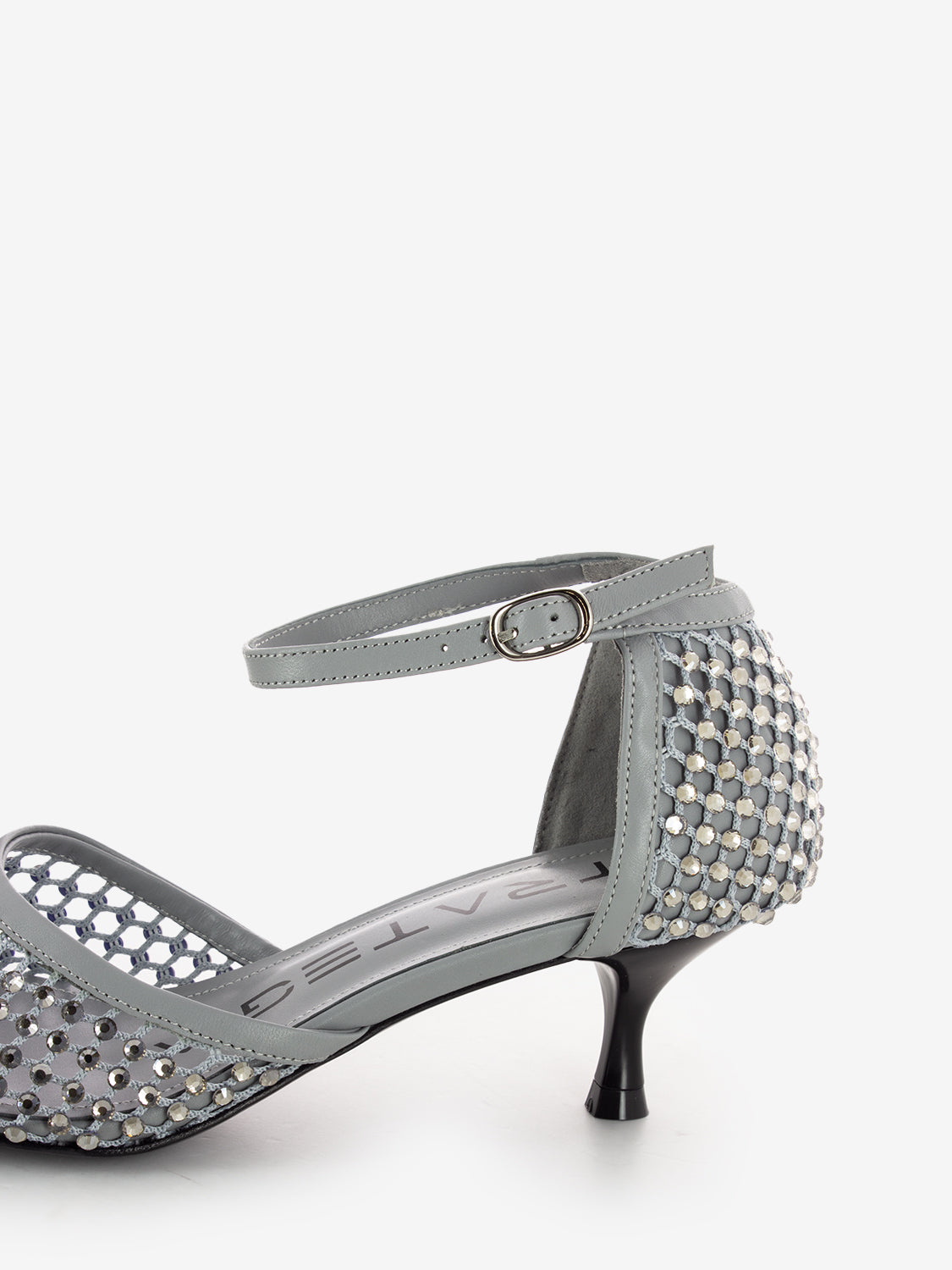 Scarpa con tacco strass all-over grigio