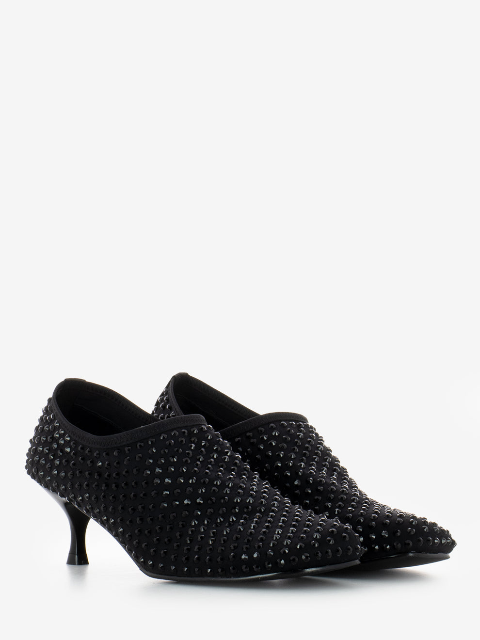 Scarpa Connie con tacco e pietre brillanti nero