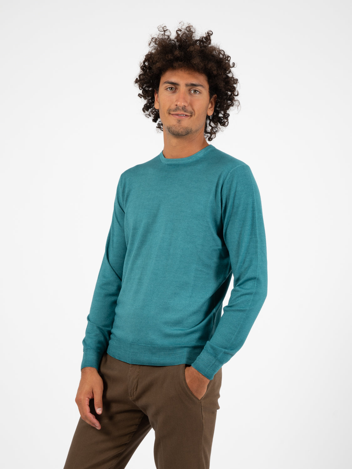 Maglione leggero girocollo ottanio