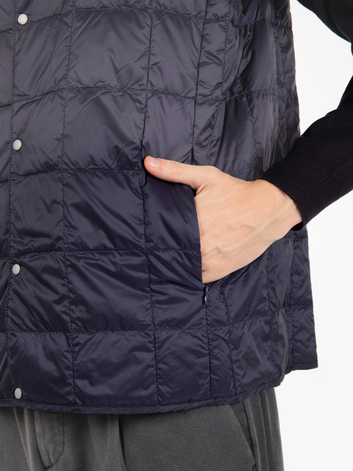 Navy Feather Quilted Vest