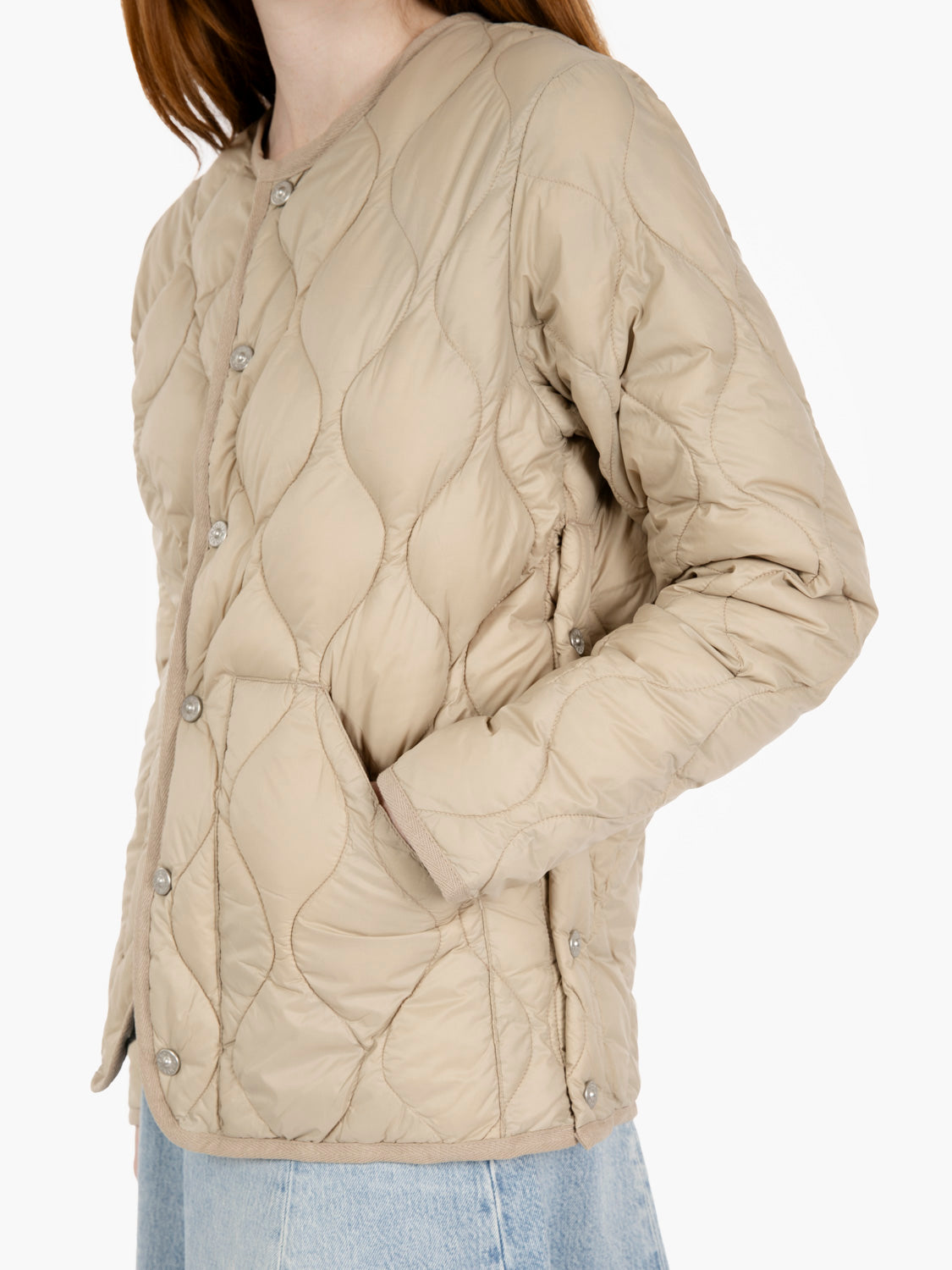 Military crew neck jacket beige
