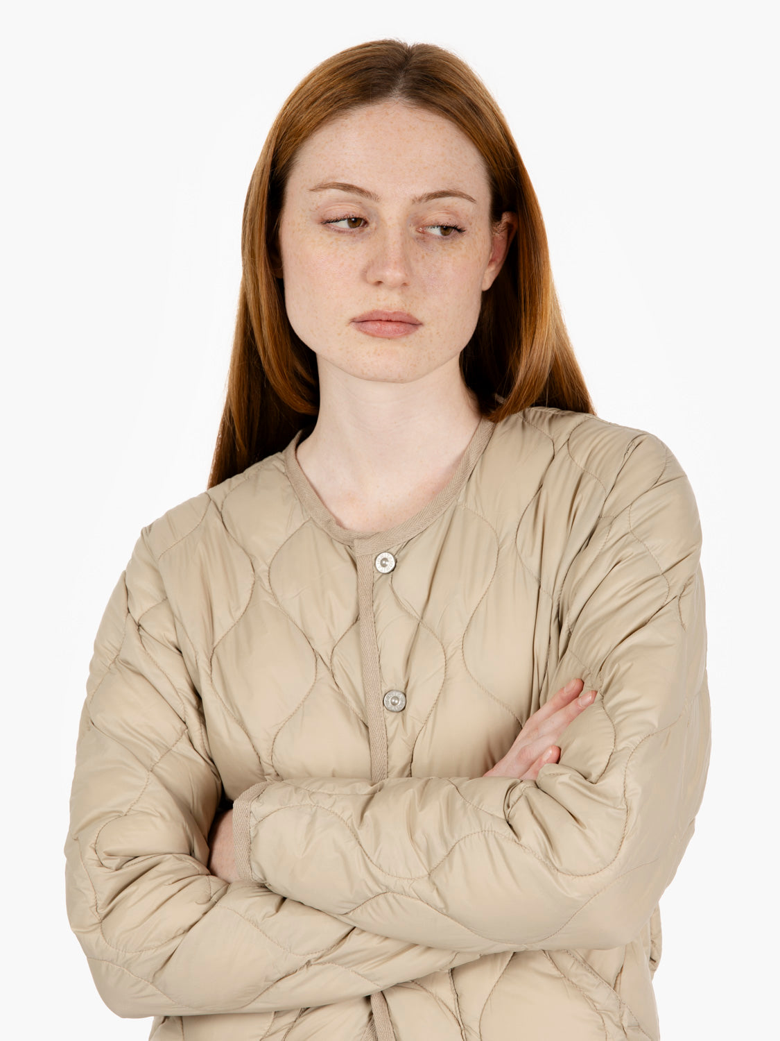 Military crew neck jacket beige