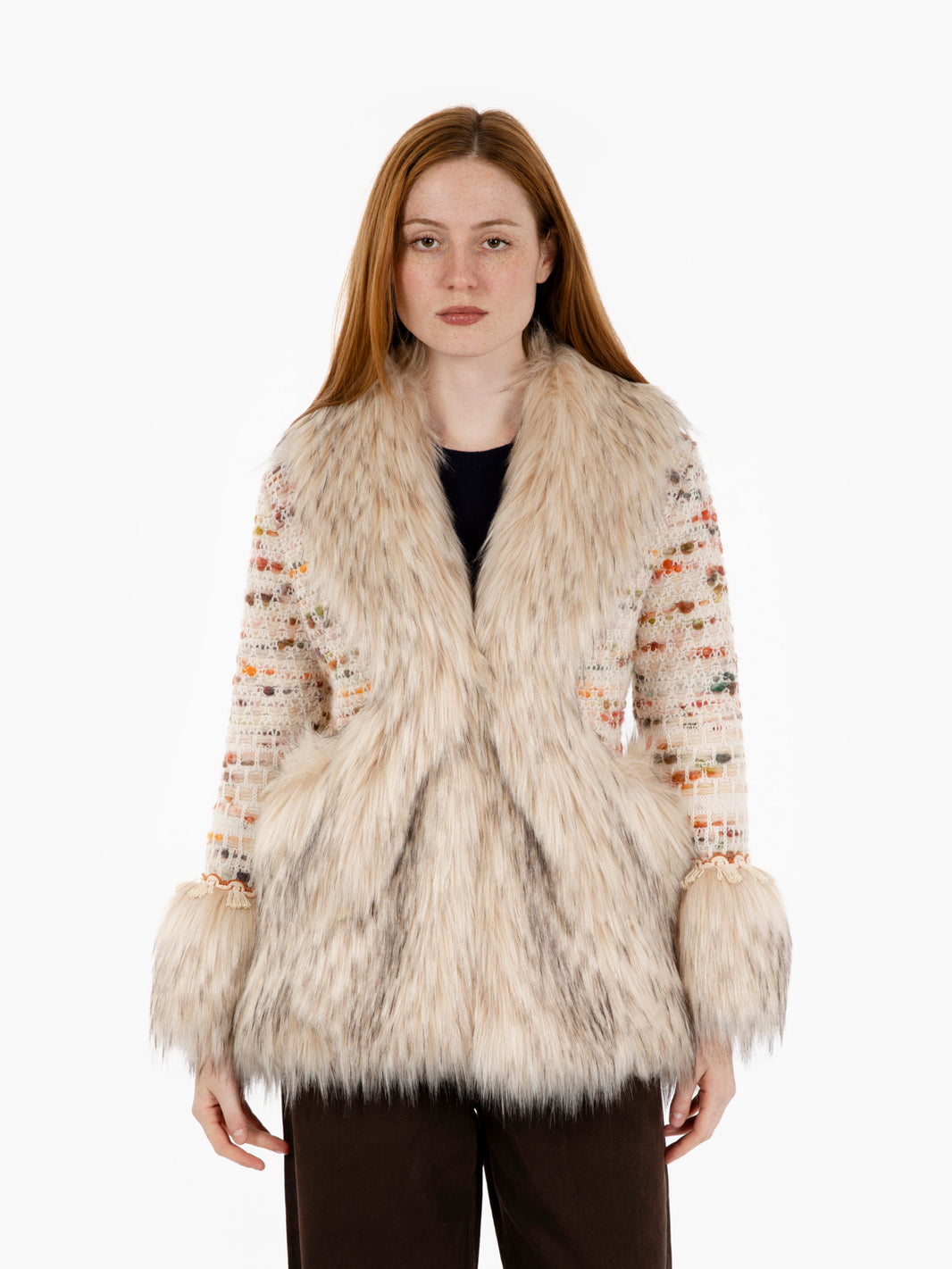 Clemence coat with cream fur