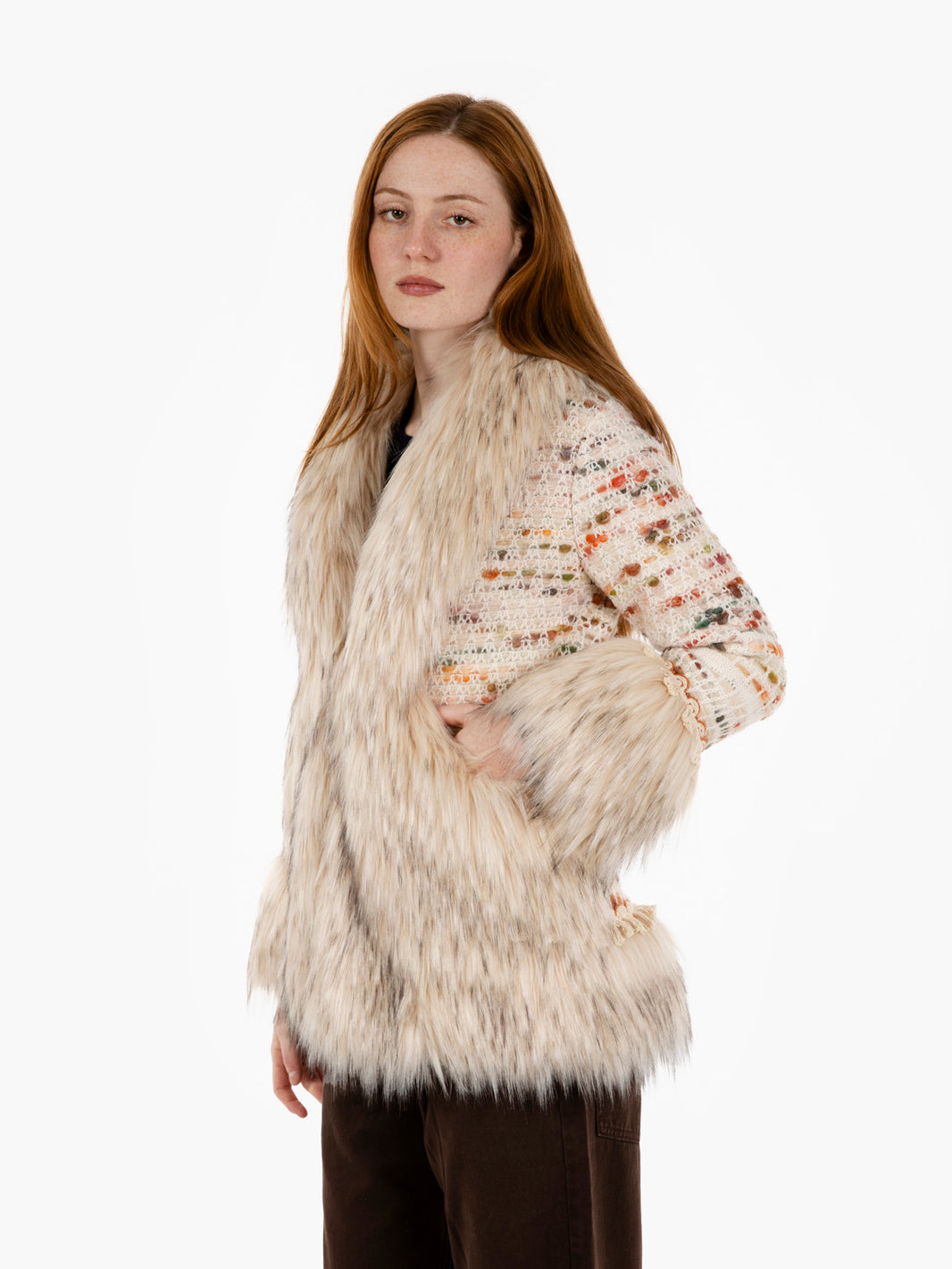 Clemence coat with cream fur