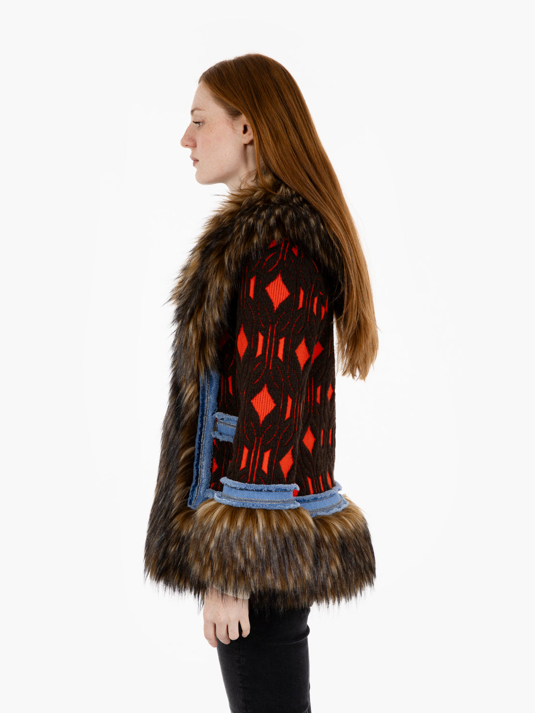 Armand short coat with orange / multicolor fur