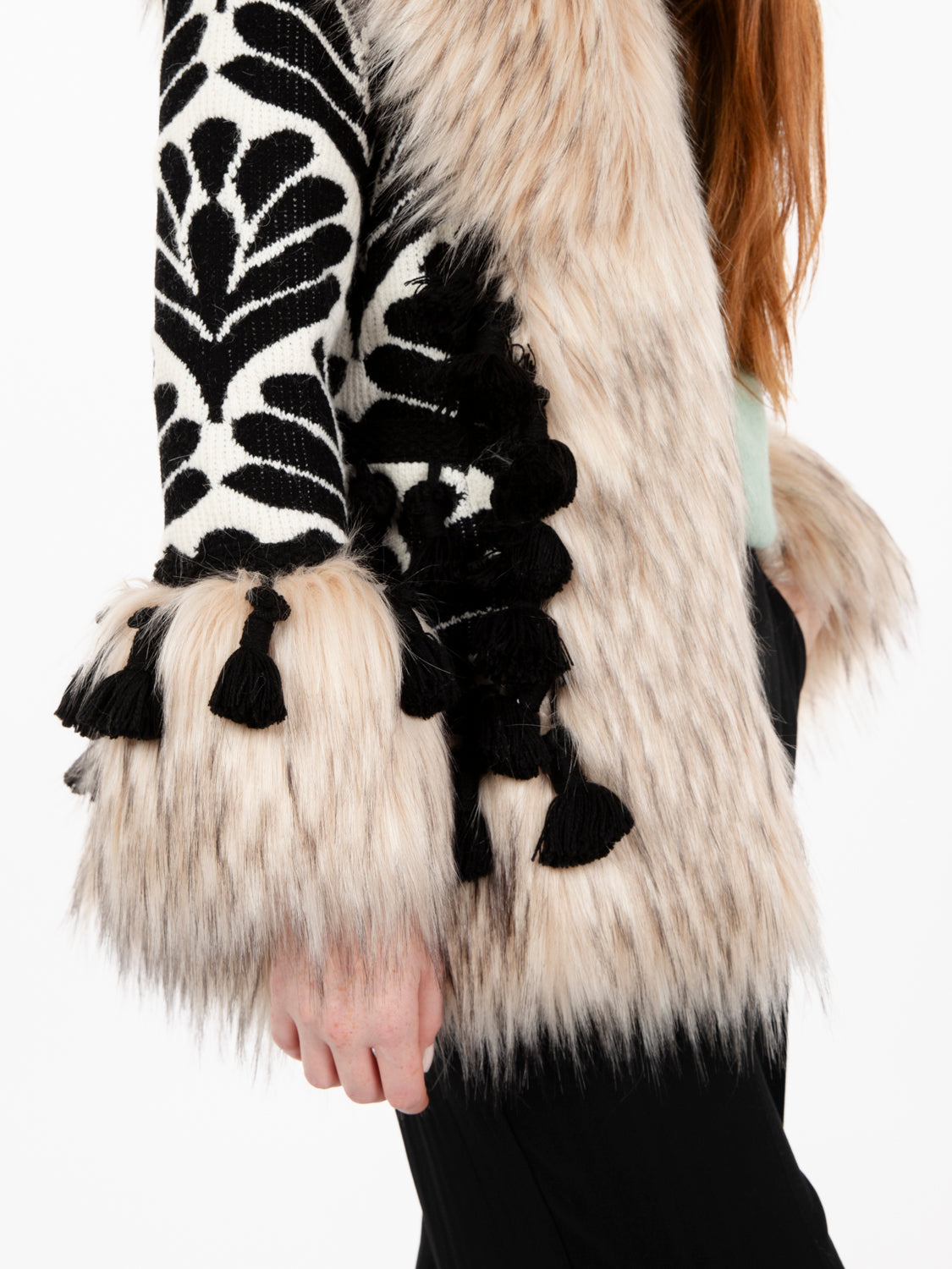 Cappotto corto in maglia Amelie white / black
