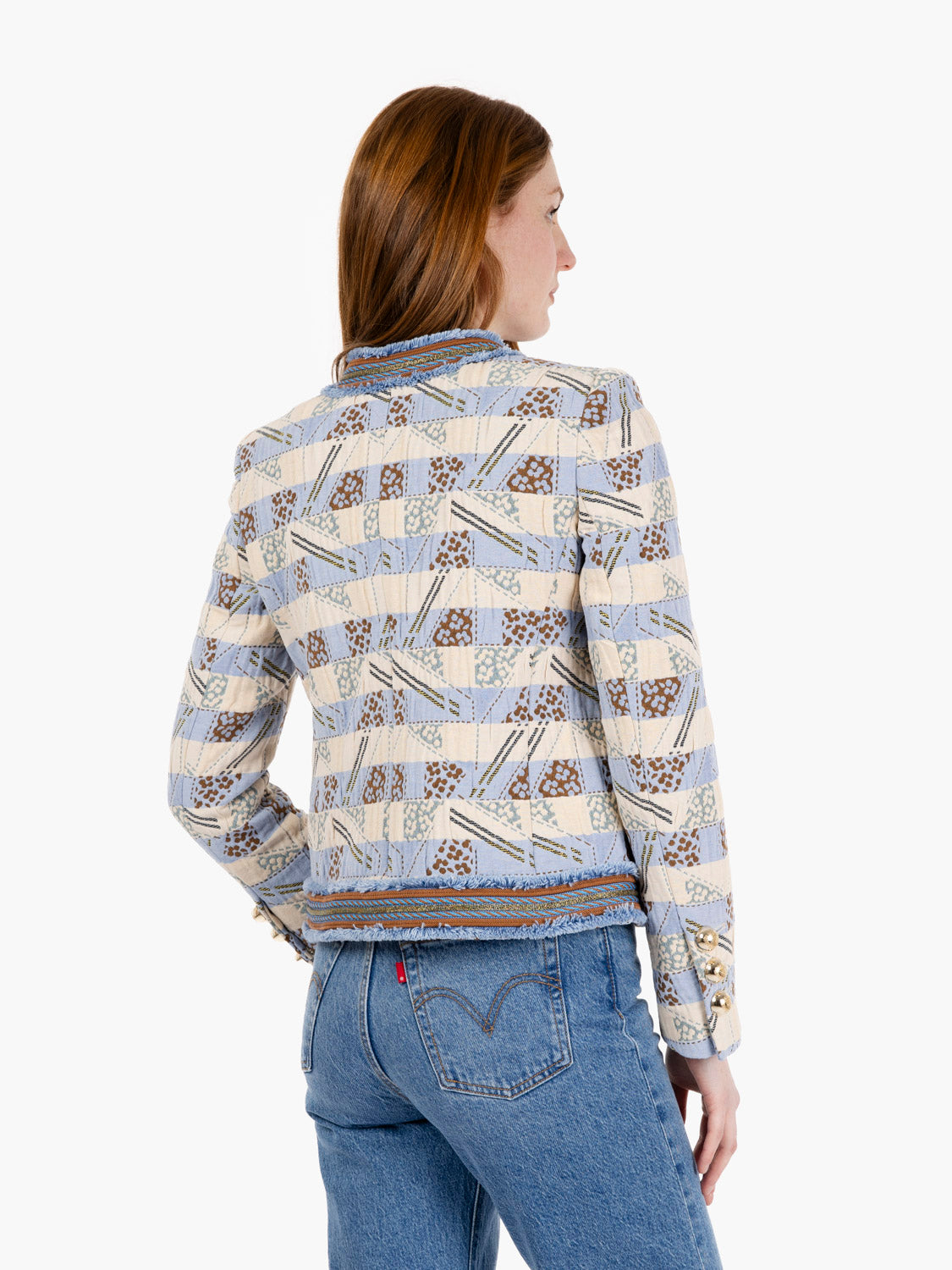 Giacca chanel jacquard Marquette beige / blu