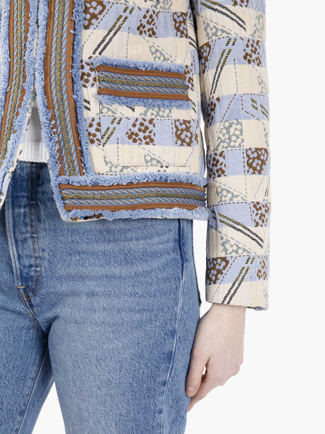 Giacca chanel jacquard Marquette beige / blu