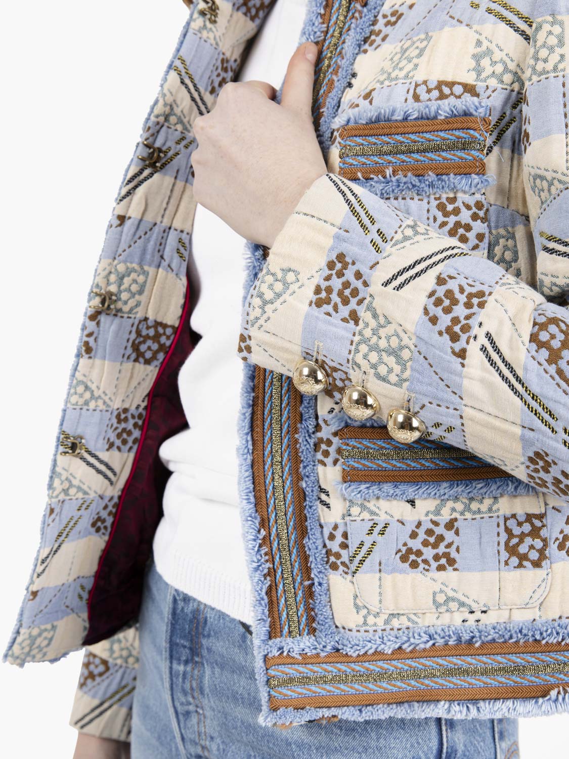 Giacca chanel jacquard Marquette beige / blu