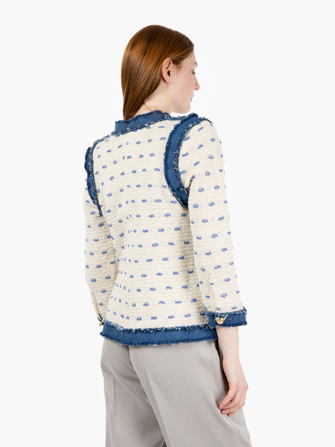 Giacca in tweed beige / blu