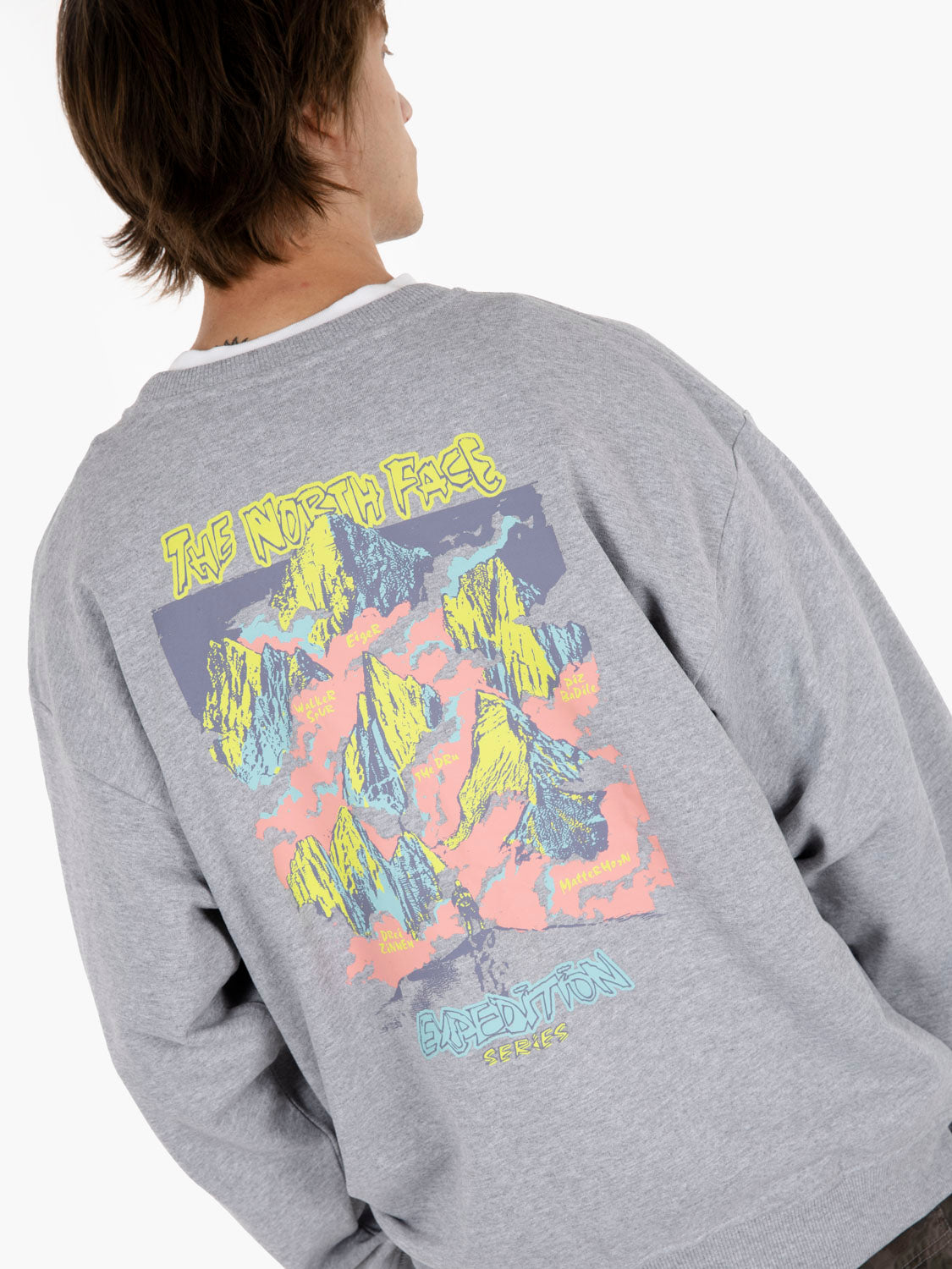 Grey crewneck sweatshirt with print