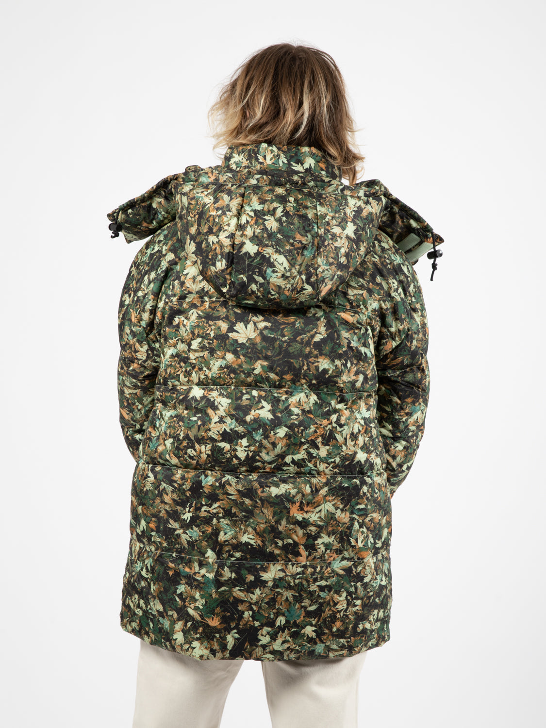 M 73 jacket with all-over green leaf print