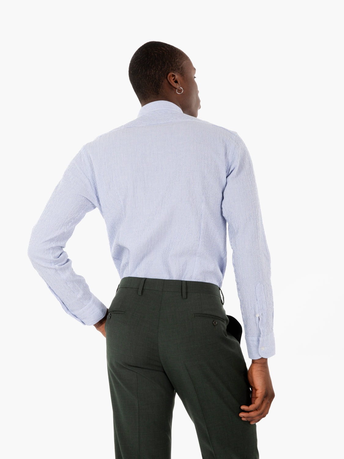 Camicia a righe seersucker azzurro