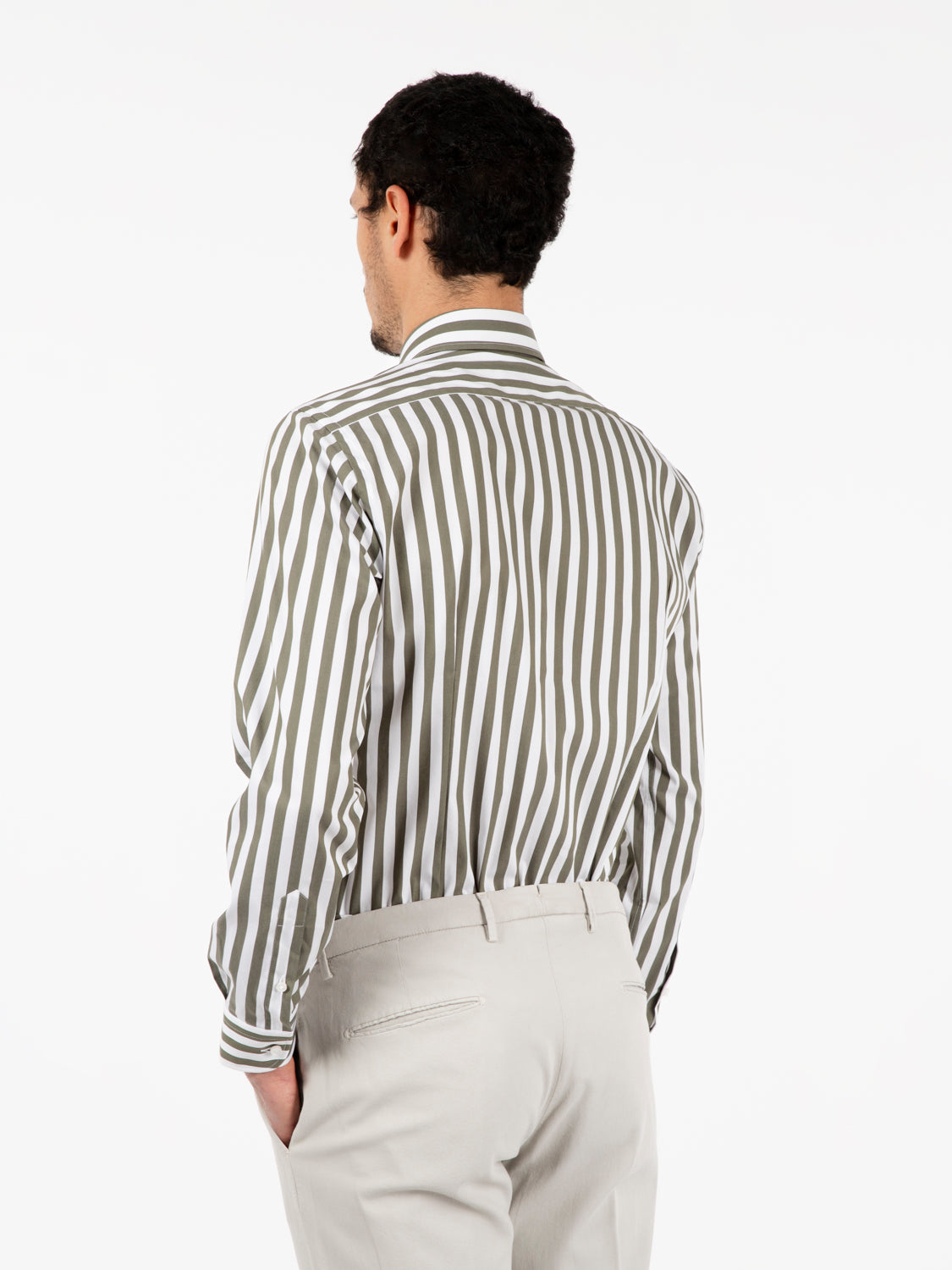 Green/white striped shirt