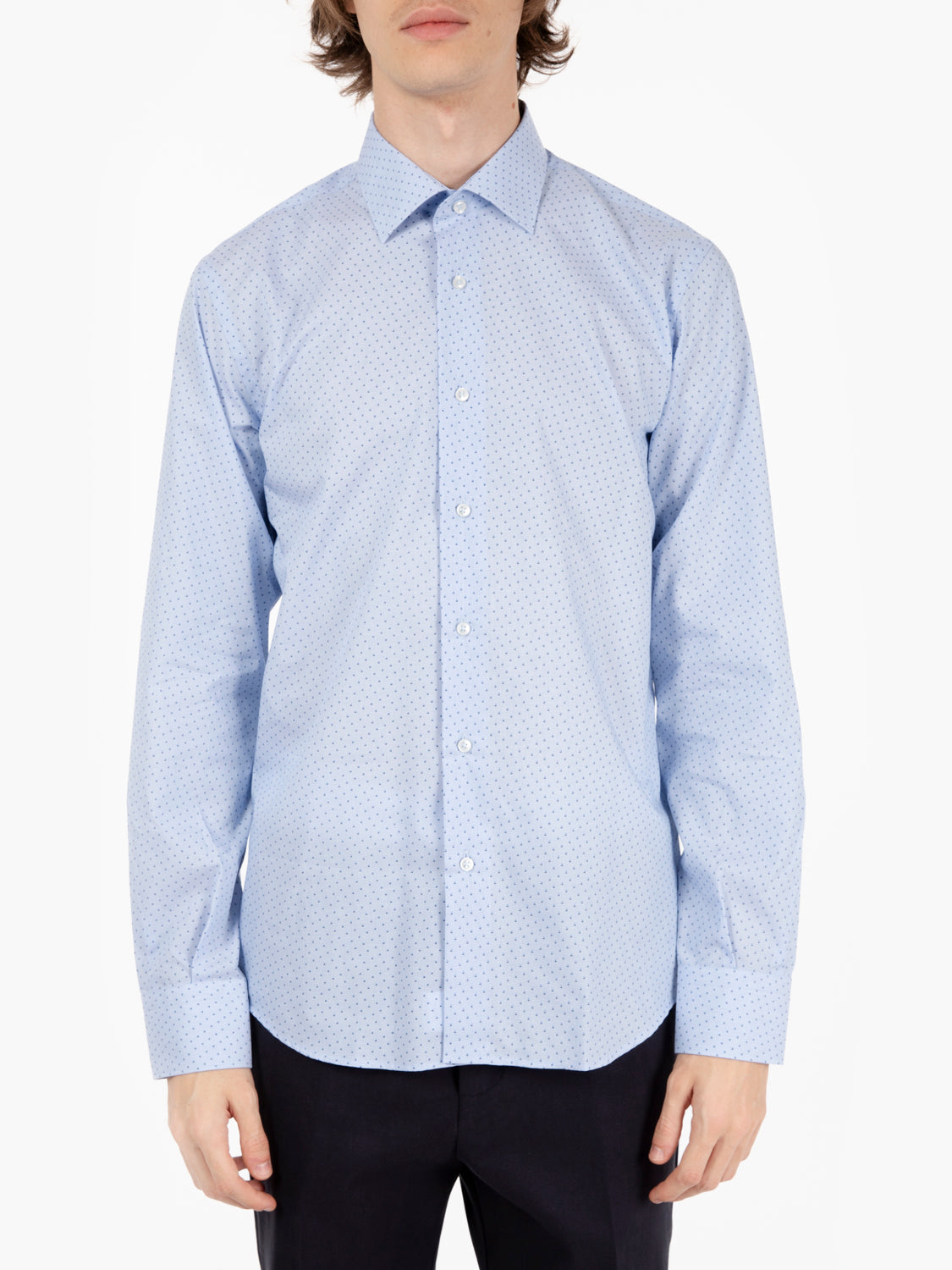 Shirt with light blue micro pattern