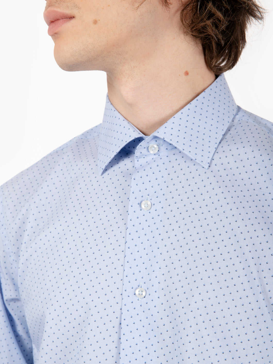 Shirt with light blue micro pattern