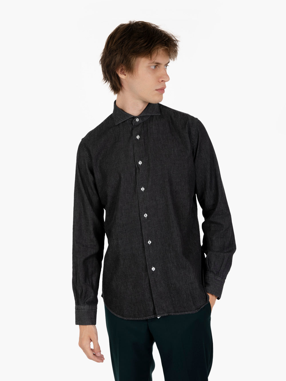 Camicia denim di cotone antracite