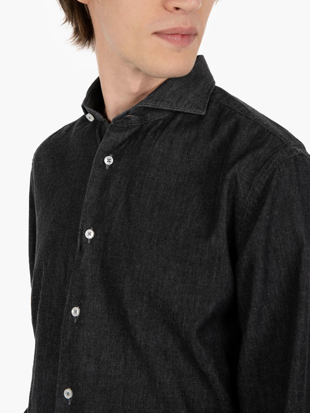 Camicia denim di cotone antracite