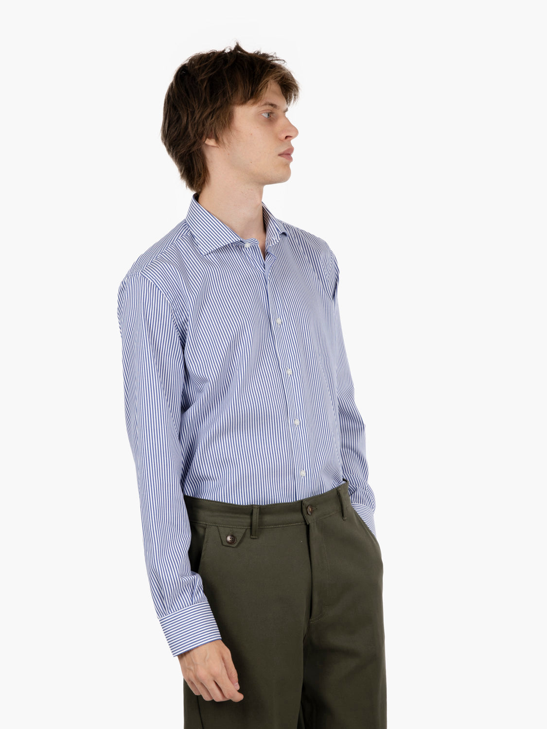 Camicia doppio ritorto a righe bianco / blu