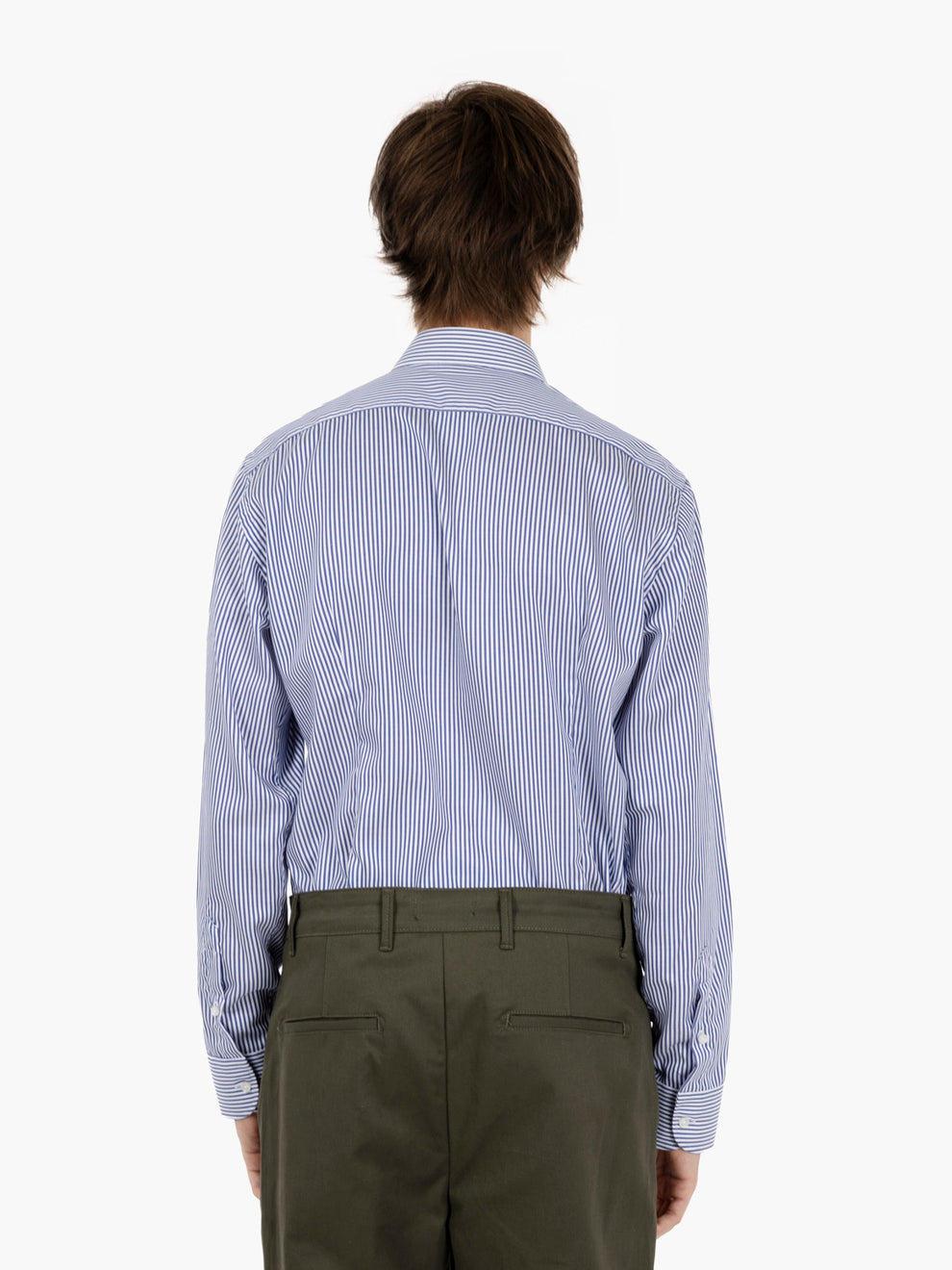 White/blue striped double twisted shirt