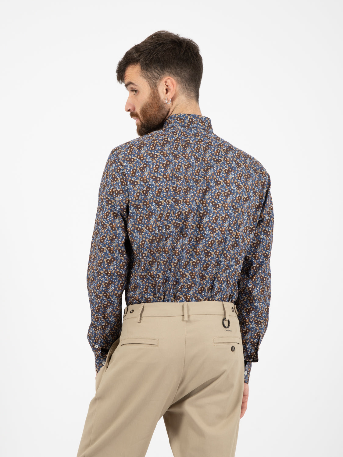 Camicia fantasia botanica blu / marrone