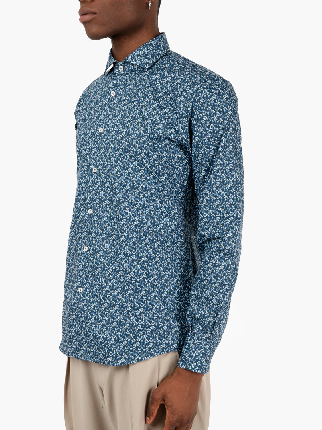 Blue flower patterned shirt