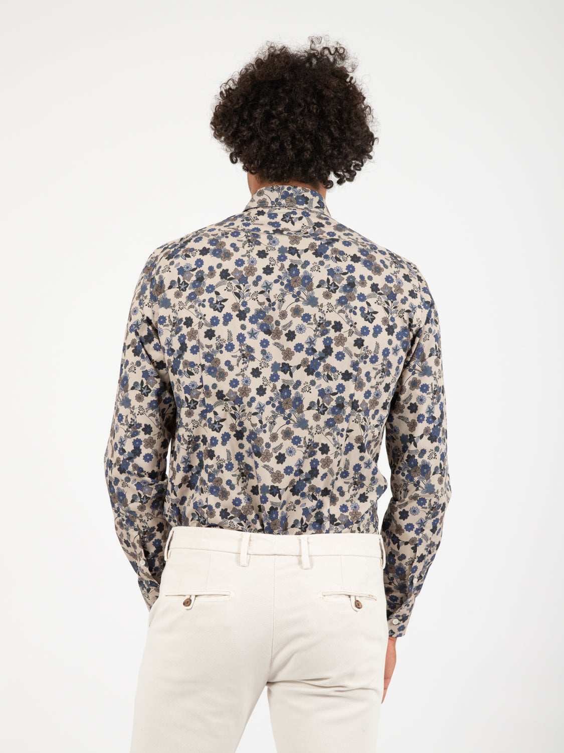 Camicia floreale beige