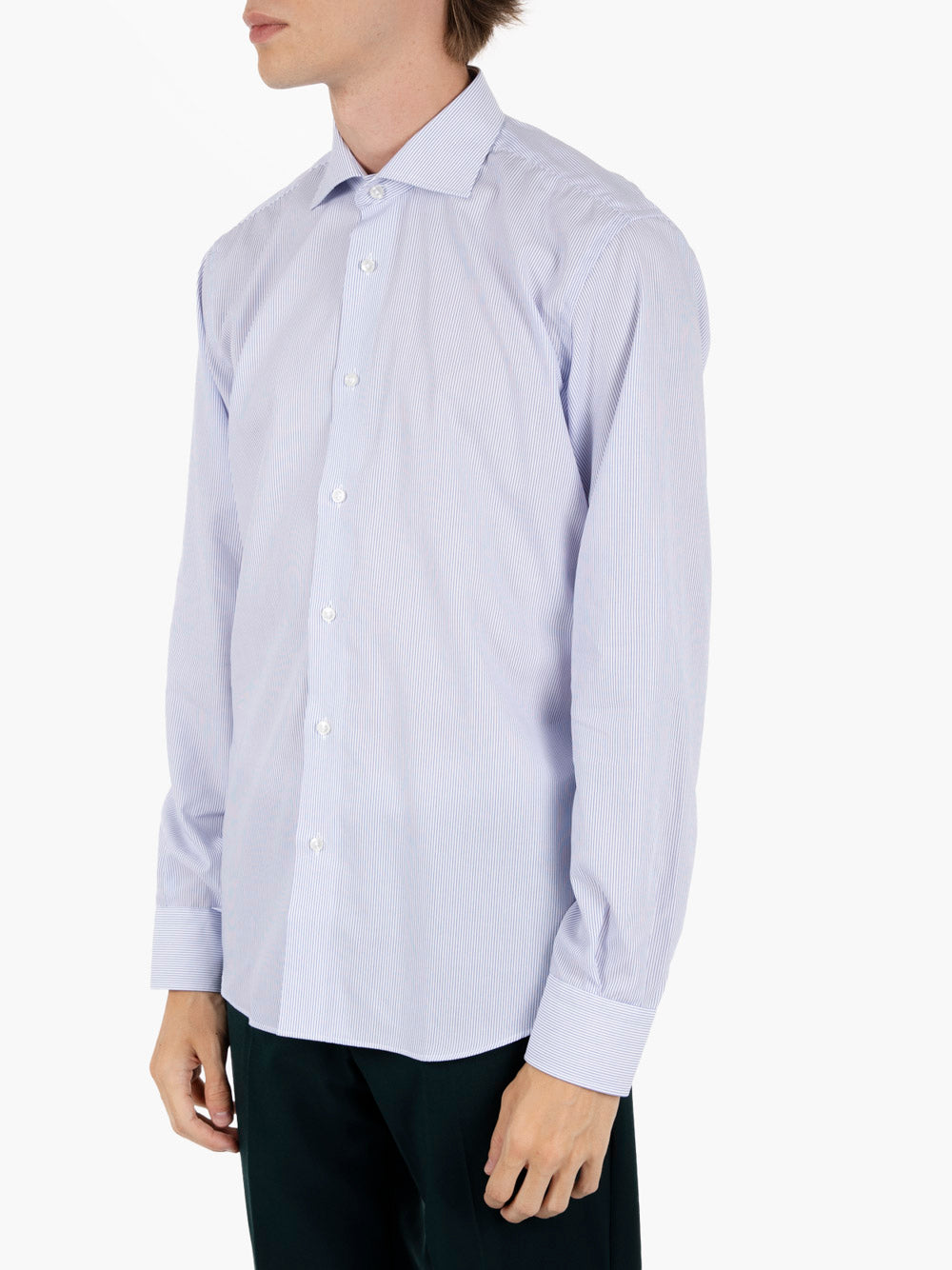 Camicia in cotone bianco / azzurra